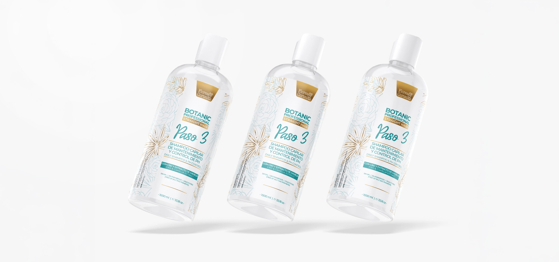 Foto de un jabón líquido, shampoo y crema hidratante con la identidad visual de Hotel Sixtina